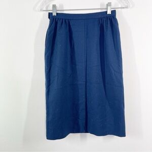 Pendleton Navy Blue Pencil Skirt Size 2P Classic 100% Wool Knee Length Straight